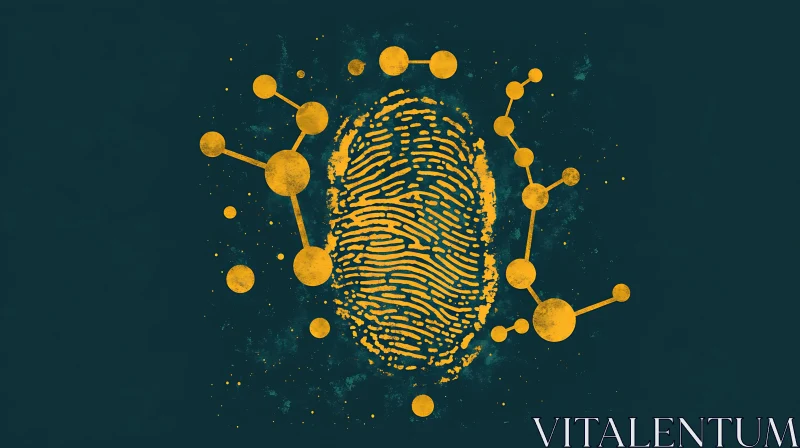 AI ART Golden Fingerprint with Molecular Connections