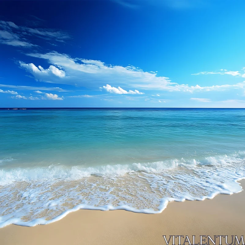 AI ART Peaceful Seascape: Waves on Sandy Beach