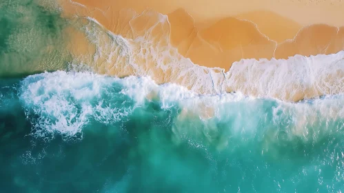 Coastal Waves and Beach Aerial View