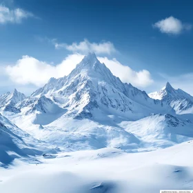 Winter Mountain Landscape with Snow