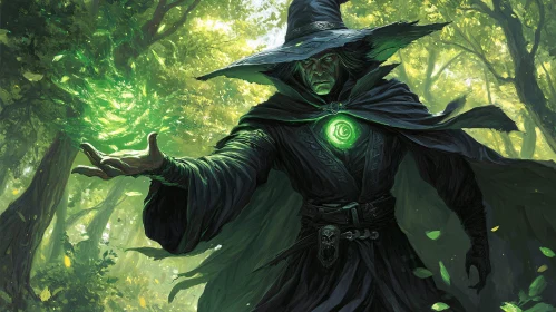 Mystical Wizard in Emerald Forest