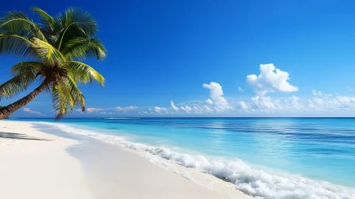 Idyllic Beach Scene with Palm Tree