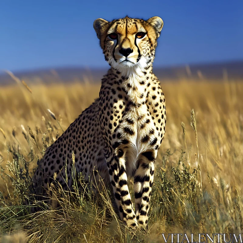 Spotted Cheetah in the African Savanna AI Image