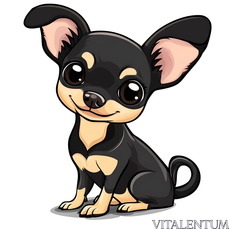 Cute Puppy Drawing in Cartoon Style AI Image