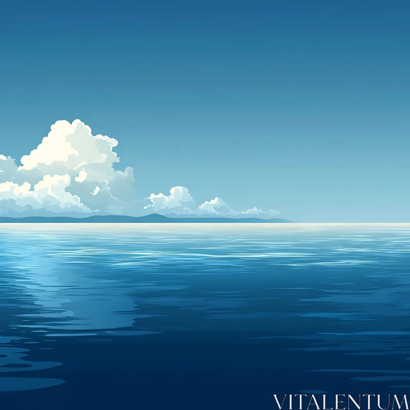 AI ART Peaceful Seascape with Blue Water