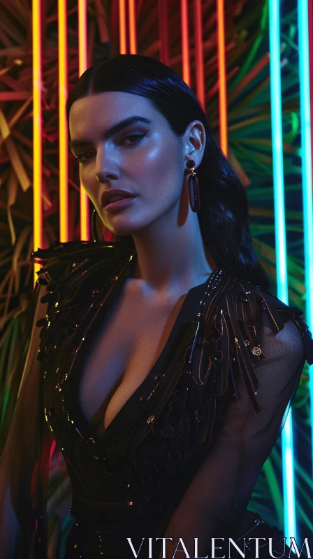 AI ART Kendall Jenner Neon Fashion Shoot