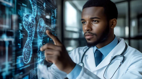Doctor Analyzing Digital Medical Information