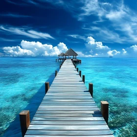 Seascape with Pier and Distant Hut