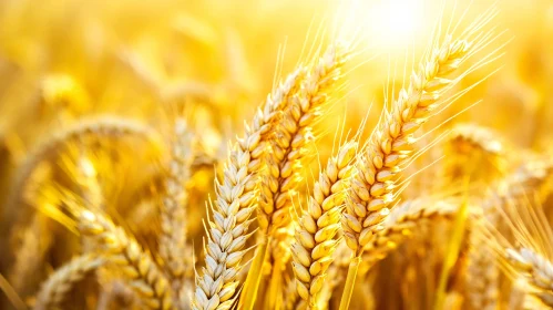 Close-Up of Wheat in Sunlit Field