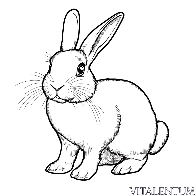 Monochrome Hare Illustration - Fine Line Art AI Image