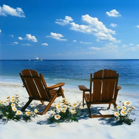 Seaside Relaxation with Wooden Chairs