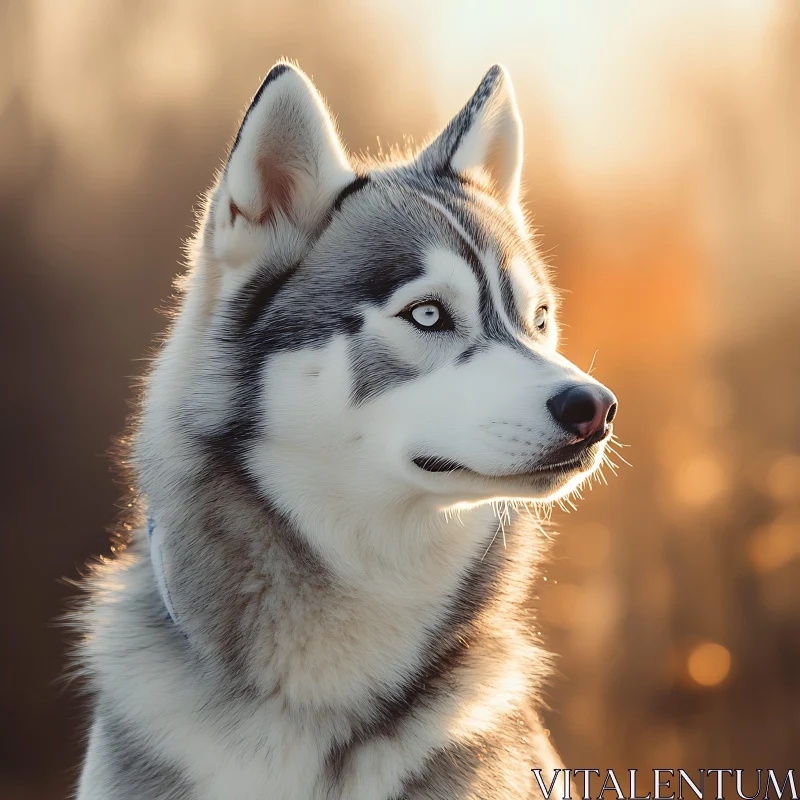 Husky Profile in Golden Light AI Image