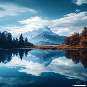 Snowy Peaks Reflected in Lake