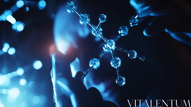 AI ART Molecular Composition in Blue Light