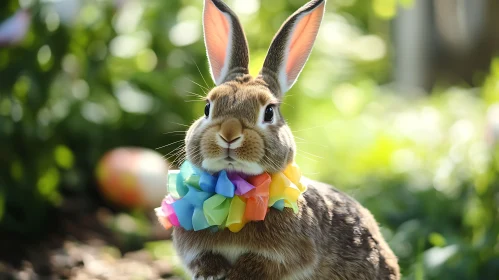 Rainbow Garland Rabbit Portrait