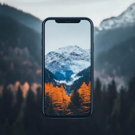 Mountain Scene on Phone Display