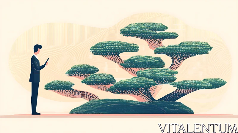 AI ART Modern Bonsai: A Stylized Tech Landscape