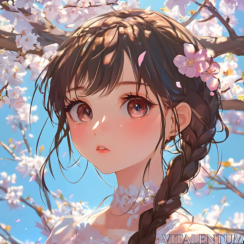 AI ART Springtime Anime Girl with Blossoms