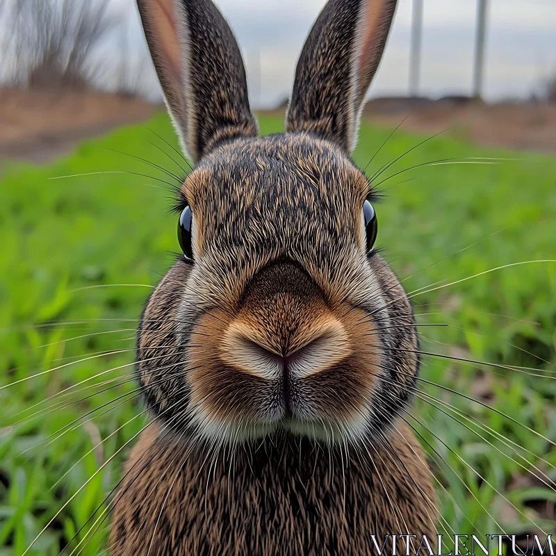 Detailed Close-Up of a Wild Rabbit AI Image