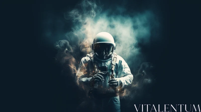 Moody Astronaut in Smoke - A Study in Atmospheric Lighting AI Image