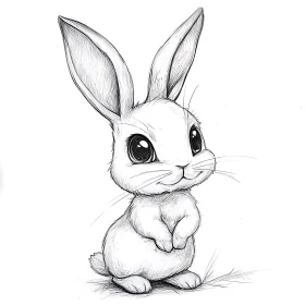 Charming Rabbit Sketch with Expressive Eyes