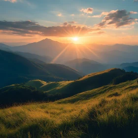 Golden Hour Over Mountain Range