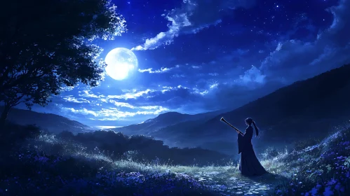 Moonlit Flute Serenade: A Night's Tale