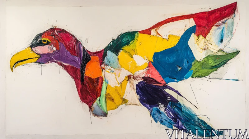 AI ART Colorful Avian Abstraction on White Canvas