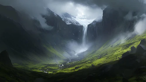 Green Valley Waterfall Scenery