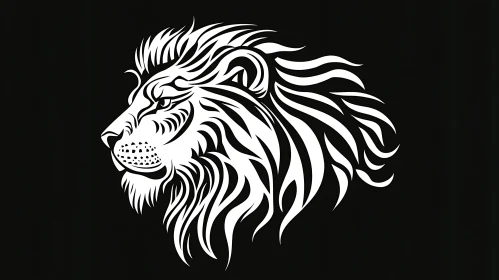 Bold Monochrome Lion Illustration