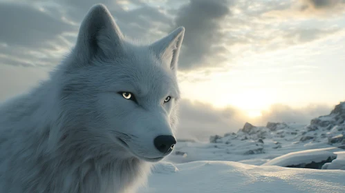 Arctic Wolf Portrait in Snowy Wilderness