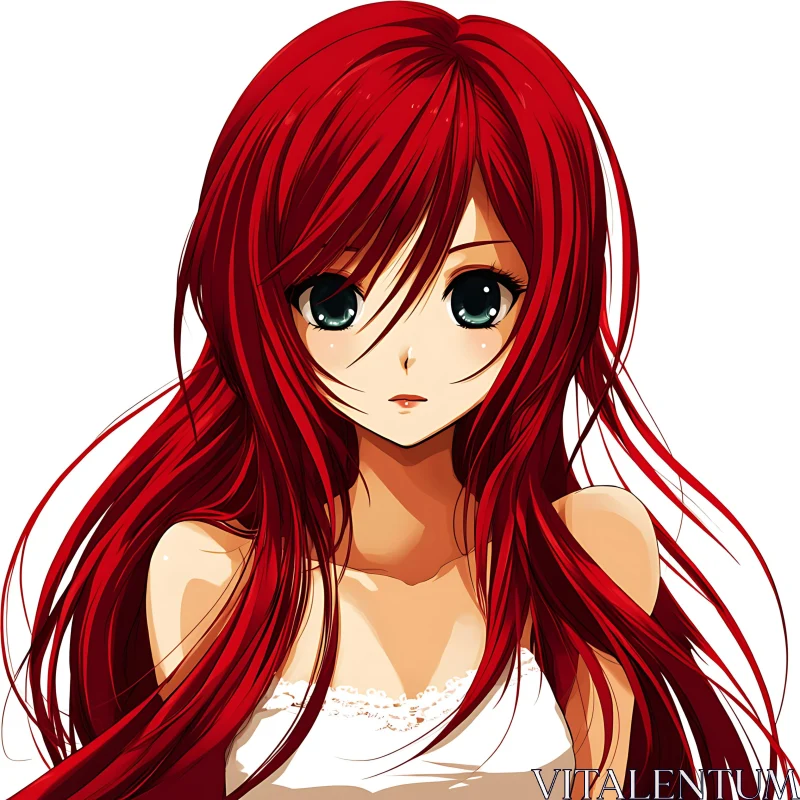 AI ART Red-Haired Anime Girl with Green Eyes