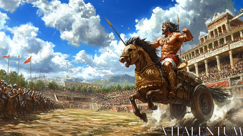Ancient King's Chariot Victory AI Image