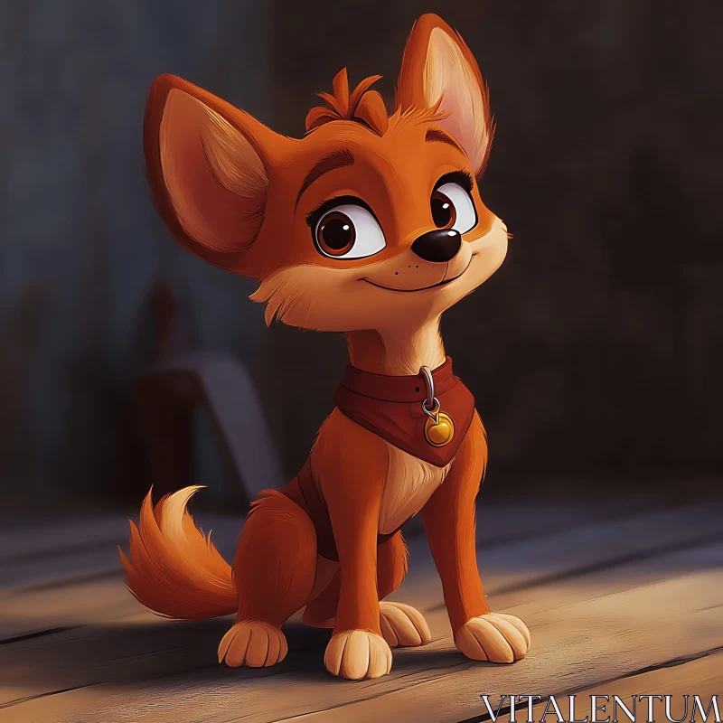 Charming Fox Illustration in Dark Setting AI Image