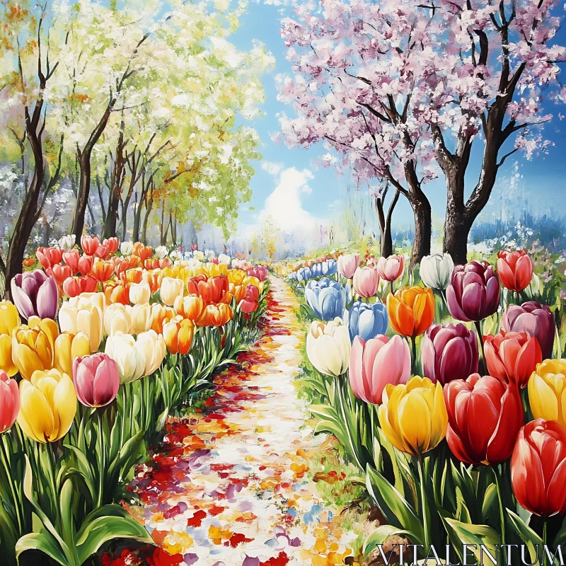 AI ART Colorful Tulips in Spring Bloom