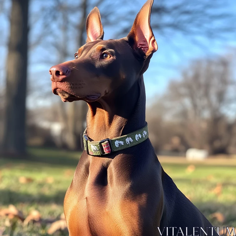 Alert Doberman Portrait in Nature AI Image