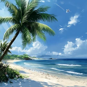 Tranquil Beach Scene with Azure Sky