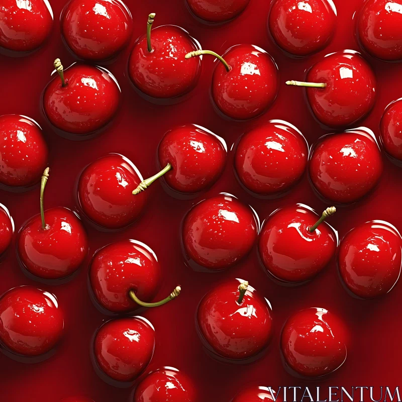 Ripe Cherries in Crimson Pool AI Image