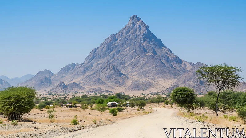 Mountainous Vista with Road AI Image