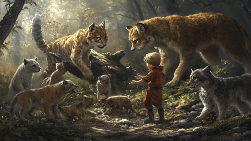 Forest Encounter with Wild Cats