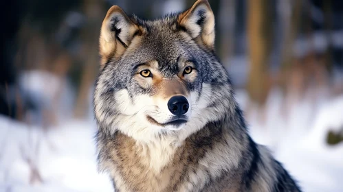 Wolf in Winter Fur Close-up