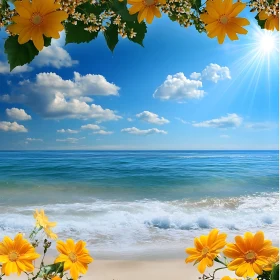 Seaside Flowers: A Tranquil Beach Scene