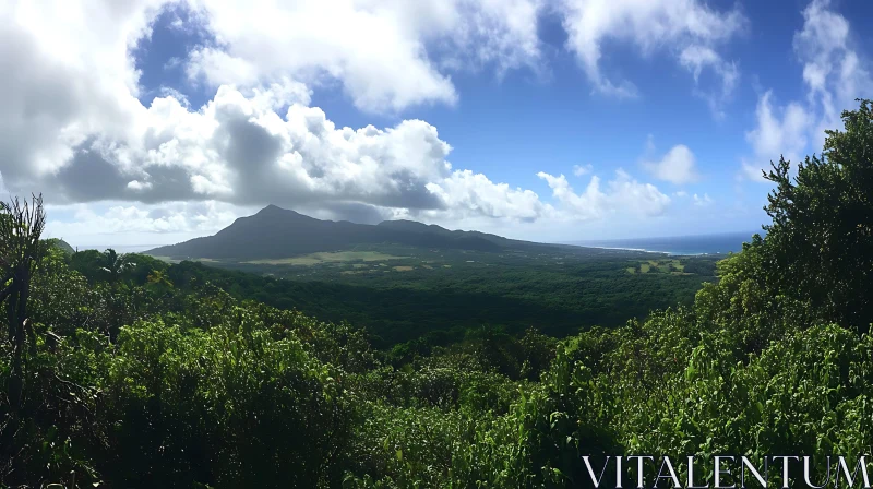 AI ART Scenic Mountain View with Green Vegetation