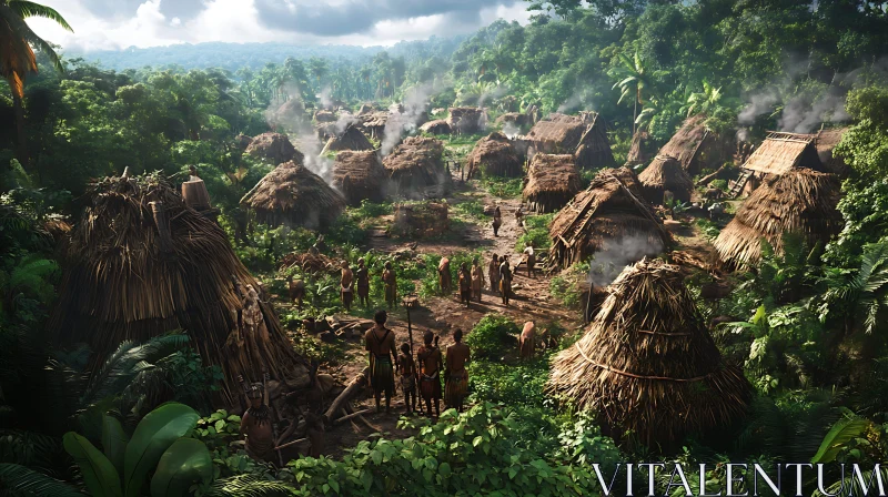 Jungle Village Scene AI Image