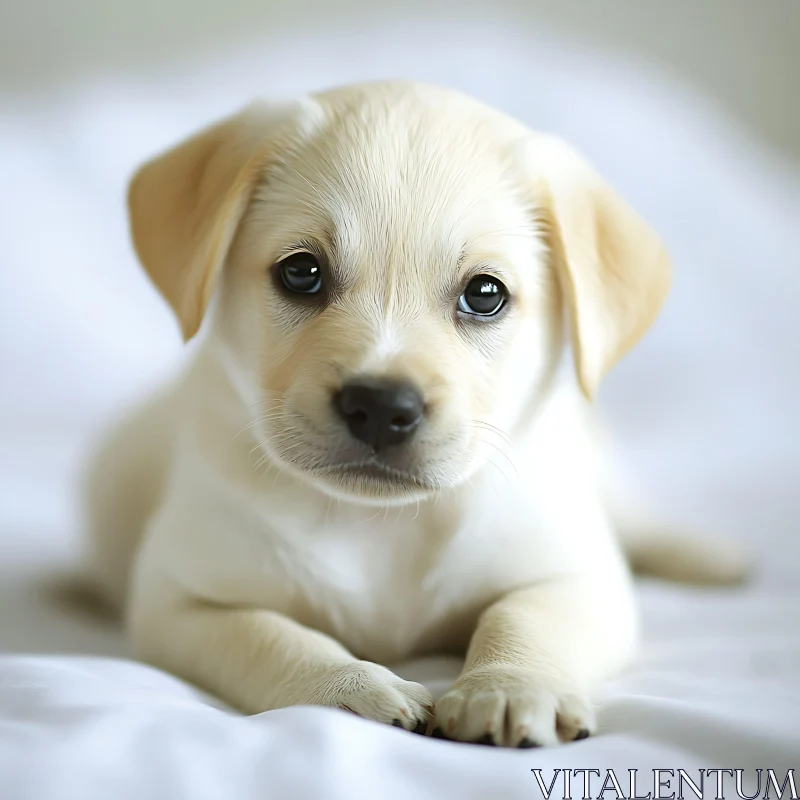 Cute Light-Colored Puppy Resting AI Image