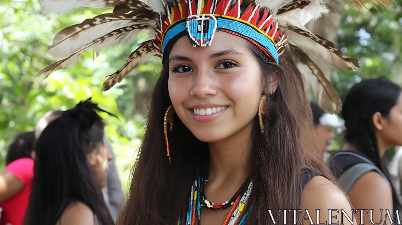 AI ART Woman in Native American Headdress