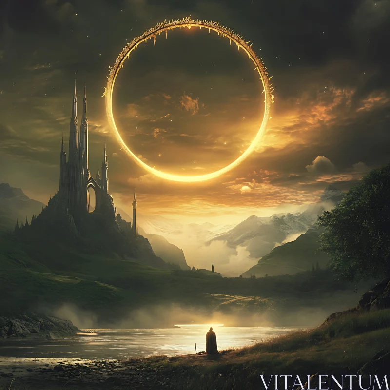 AI ART Mystical Landscape with Ring and Castle