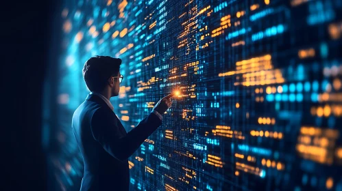 Man Analyzing Futuristic Data Interface