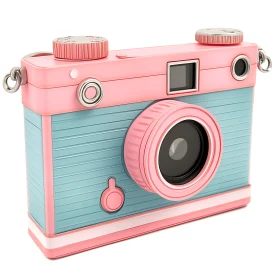 Vintage Camera in Pink and Blue Tones