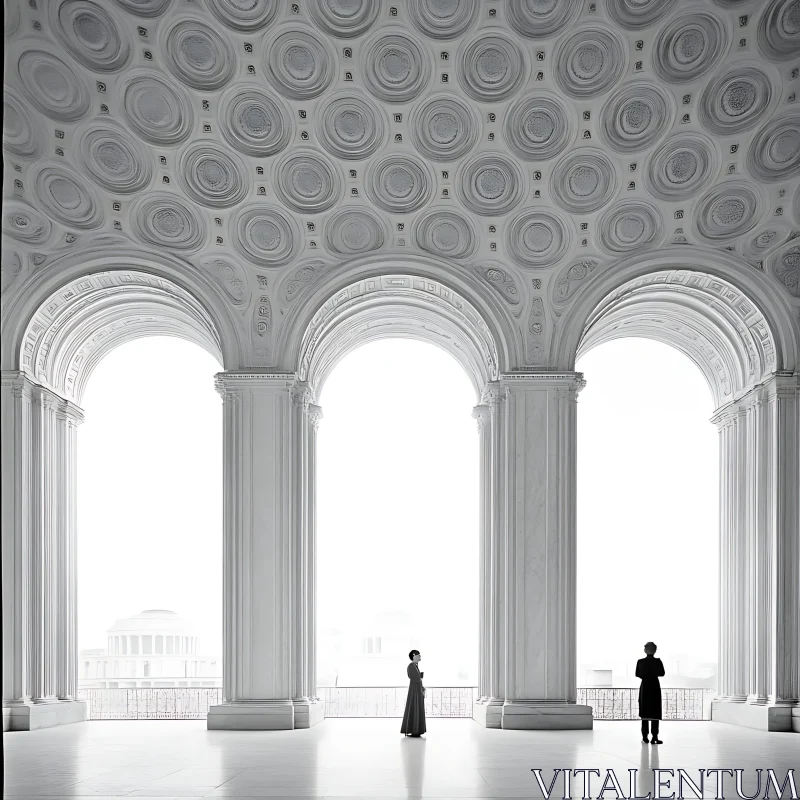 Grand Hall with Detailed Arches AI Image